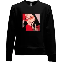 Детский свитшот без начеса Girl with red glasses art