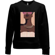 Детский свитшот без начеса Black girl with glasses