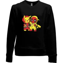 Детский свитшот без начеса Pikachu and Deadpool
