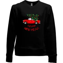 Детский свитшот без начеса Happy Ney Year red car