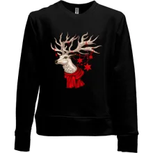 Детский свитшот без начеса с оленем и украшенными рогами