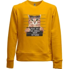 Детский свитшот без начеса с арестованным котом "Kitty BAD"