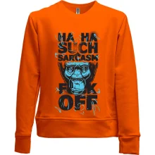 Детский свитшот без начеса с обезьяной "such sarcasm"
