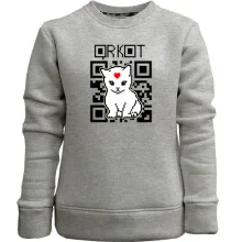 Детский свитшот без начеса "QR кот"