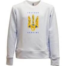 Дитячий світшот без начосу з тризубом, квітами та птахами «FREEDOM UKRAINE»