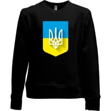 Дитячий світшот без начосу з Тризубом на фоні українського прапора
