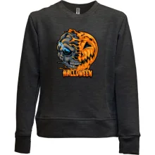Детский свитшот без начеса Halloween с черепом-тыквой