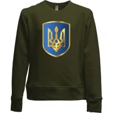 Дитячий світшот без начосу з тризубом на синьому щиті