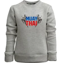 Детский свитшот без начеса Муай тай с надписью «MUAY THAI» и силуэтами бойцов