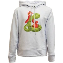 Детское худи без начеса Змея с новогодним мешком
