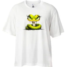 Футболка Oversize с зелёной мультяшной змеёй