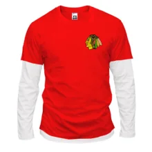 Комбинированный лонгслив с вышитым логотипом Chicago Blackhawks (Вышивка)