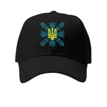 Кепка с тризубом на голубой вышиванке (Вышивка)