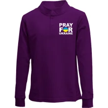 Дитячий лонгслів поло з написом «Pray for Ukraine» у синьо-жовтому колі