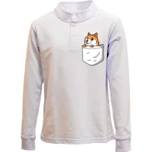 Детский лонгслив поло с wow doge в кармане