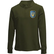 Дитячий лонгслів поло з тризубом на синьому щиті