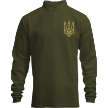 Лонгслив поло со стойкой с цветочным гербом Украины