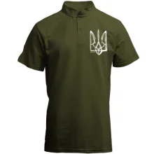 Футболка с воротником стойкой с тризубом со штрихами