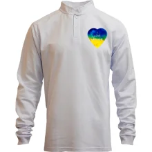Мужской лонгслив поло со стойкой "I love Ukraine" на сердце