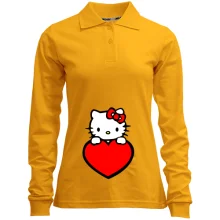 Женский лонгслив поло Kitty с сердцем
