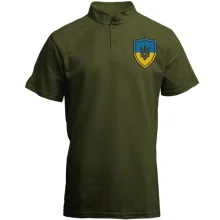 Футболка з коміром стійкою Шеврон із Тризубом (Вишивка)