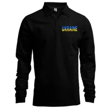 Лонгслів поло Ukraine (жовто-синій напис)
