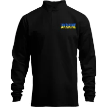 Мужской лонгслив поло со стойкой Ukraine (желто-синяя надпись)