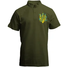 Футболка з коміром стійкою з пророслим тризубцем