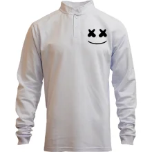 Мужской лонгслив поло со стойкой с лицом Marshmello