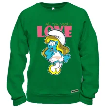 Світшот зі Смурфіком All you need is love