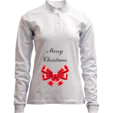 Лонгслив поло со стойкой Merry Christmas