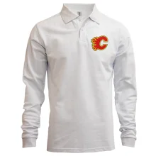 Лонгслив поло Calgary Flames с вышитой эмблемой (Вышивка)