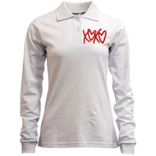 Женский лонгслив поло XO-XO с сердечками (Вышивка)