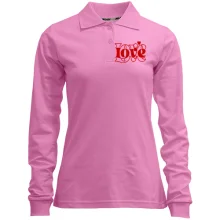 Женский лонгслив поло с надписью Love Love мини (Вышивка)