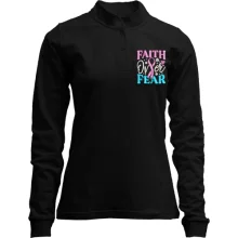 Лонгслив поло со стойкой с надписью Faith over Fear (Вышивка)