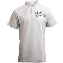 Футболка с воротником стойкой с пчелами - Bee Kind (Вышивка)