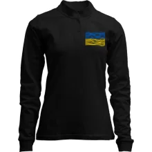 Лонгслив поло со стойкой "Флаг Украины в виде волн"