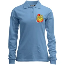 Женский лонгслив поло с гербом Украины (маки и калина)