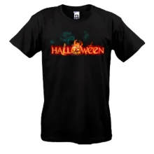 Футболка с огненной надписью Halloween