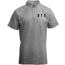 Футболка с воротником стойкой BTS (надпись)