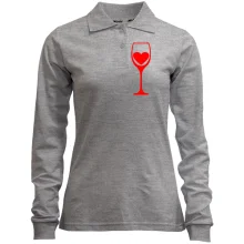 Женский лонгслив поло Wine is my heart