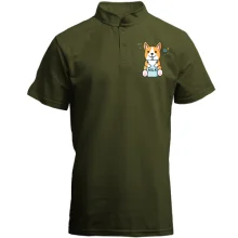 Футболка с воротником стойкой Corgi drinks Milk