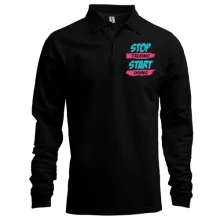 Чоловічий лонгслів поло Stop talking - Start doing