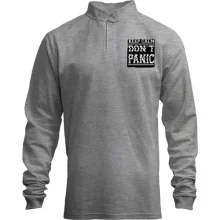 Мужской лонгслив поло со стойкой Keep Calm Don't Panic