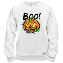 Свитшот со злой тыквой и надписью BOO