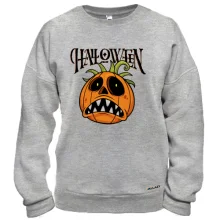 Свитшот с расстроенной тыквой и надписью Halloween