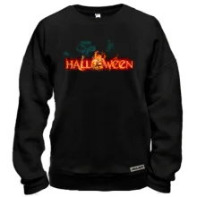 Свитшот с огненной надписью Halloween