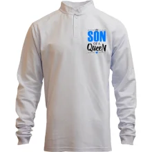 Мужской лонгслив поло со стойкой Son of a queen