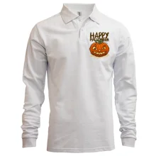 Мужской лонгслив поло с надписью Happy Halloween