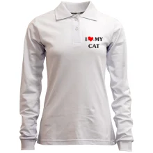 Женский лонгслив поло I love my cat